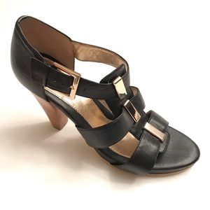 Sofft Black Leather Platform High heel Sandals 9.5